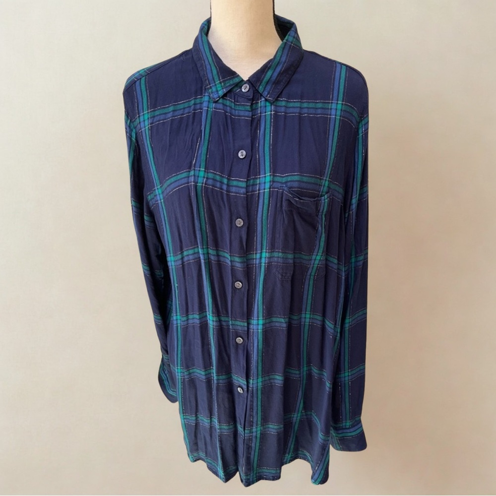Old Navy Plaid Boyfriend Fit Button Down Shirt - XL Tall